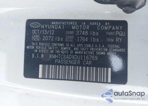 2013 Hyundai Veloster Base W/Gray z USA, uszkodzony, nr VIN KMHTC6ADXDU116759